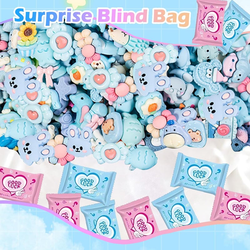 CIYOJA 50PCS Blue Series Cartoon Resin Mystery Blind Bag – Mini Cute Figures for Kids Crafts, Tiny Random Toy Charms, DIY Phone Case Decorations, Surprise Collectible Resin Miniatures Variety Pack - Image 4